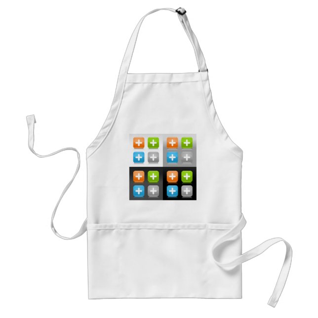 Modern Addition Math Symbol Shiny Glassy Icons Adult Apron (Front)