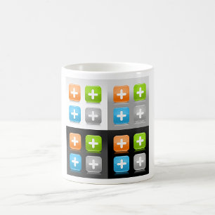 Modern Addition Math Symbol Shiny Glassy Icons Coffee Mug