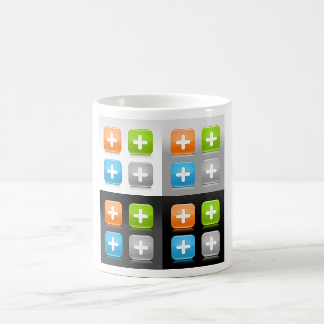 Modern Addition Math Symbol Shiny Glassy Icons Coffee Mug (Creator Uploaded)