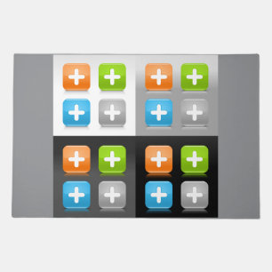 Modern Addition Math Symbol Shiny Glassy Icons Doormat