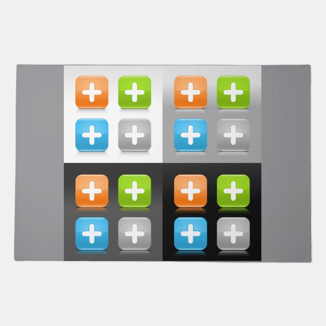 Modern Addition Math Symbol Shiny Glassy Icons Doormat (Front)