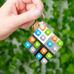 Modern Addition Math Symbol Shiny Glassy Icons Keychain