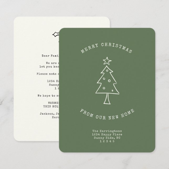 Modern Address Change Simple Christmas Tree Moving Announcement (Front/Back)