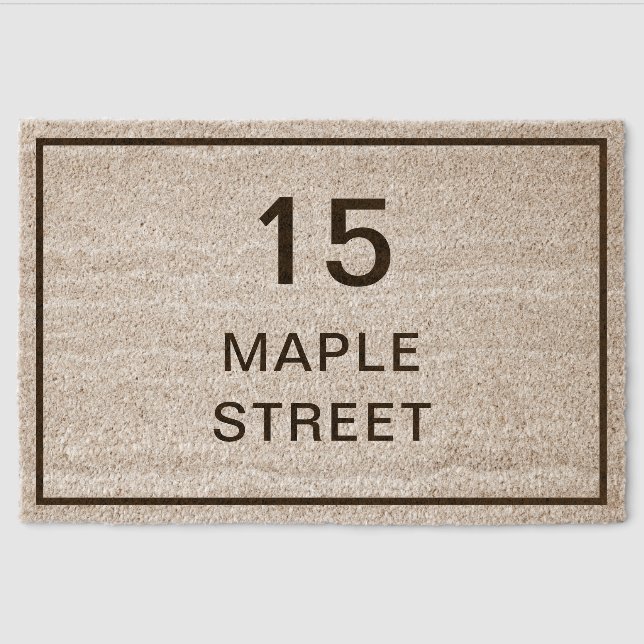 Modern Address House Number Fiber Doormat (Front)