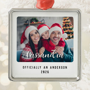 Modern Adoption Photo Keepsake Metal Ornament