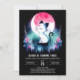 Modern Adorable Cat Birthday Invitation