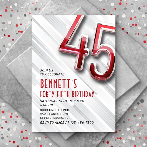 Modern Adult 45th Birthday Invitation