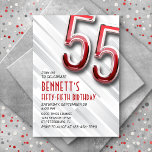 Modern Adult 55th Birthday Invitation<br><div class="desc">Sophisticated and fun, just like them! Featuring bold, glossy typography with art deco text elements, this design brings the fun of a 50s diner and the sophistication of a Roaring Twenties soiree, all wrapped up in a modern package. The red and chrome detailing blend classic charm with a fresh, modern...</div>
