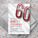Modern Adult 60th Birthday Invitation<br><div class="desc">Sophisticated and fun, just like them! Featuring bold, glossy typography with art deco text elements, this design brings the fun of a 50s diner and the sophistication of a Roaring Twenties soiree, all wrapped up in a modern package. The red and chrome detailing blend classic charm with a fresh, modern...</div>