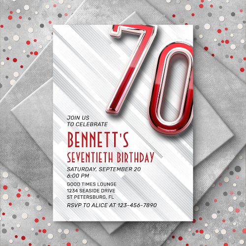 Modern Adult 70th Birthday Invitation