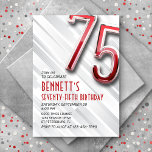 Modern Adult 75th Birthday Invitation<br><div class="desc">Sophisticated and fun, just like them! Featuring bold, glossy typography with art deco text elements, this design brings the fun of a 50s diner and the sophistication of a Roaring Twenties soiree, all wrapped up in a modern package. The red and chrome detailing blend classic charm with a fresh, modern...</div>