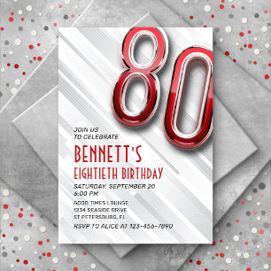 Modern Adult 80th Birthday Invitation