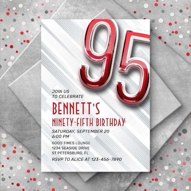 Modern Adult 95th Birthday Invitation (Creator Uploaded)