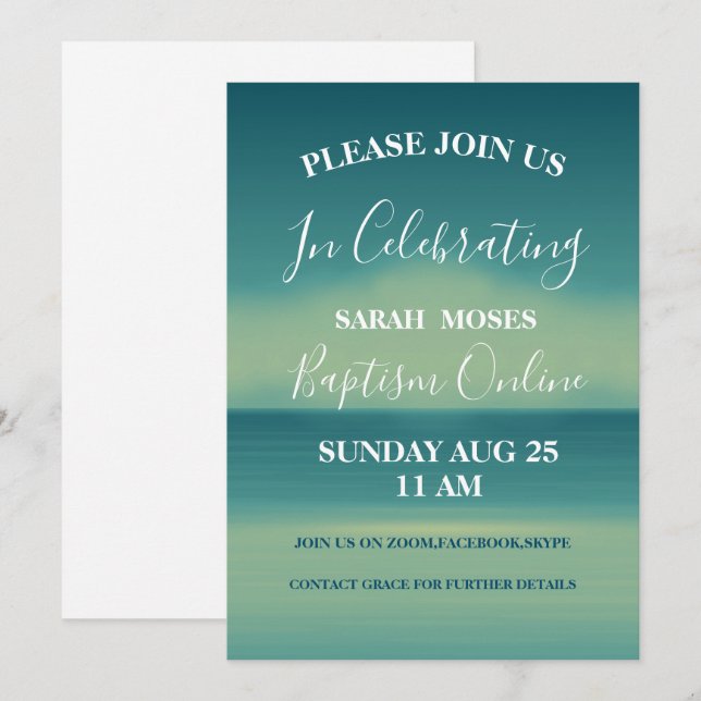 Modern Adult Baptism Personalized Invitation (Front/Back)