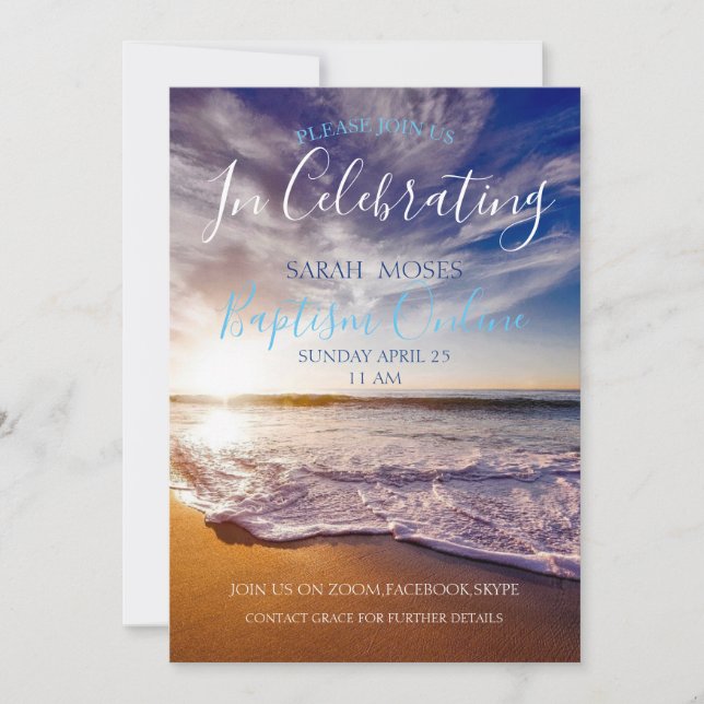 Modern Adult Baptism Personalized Invitation (Front)