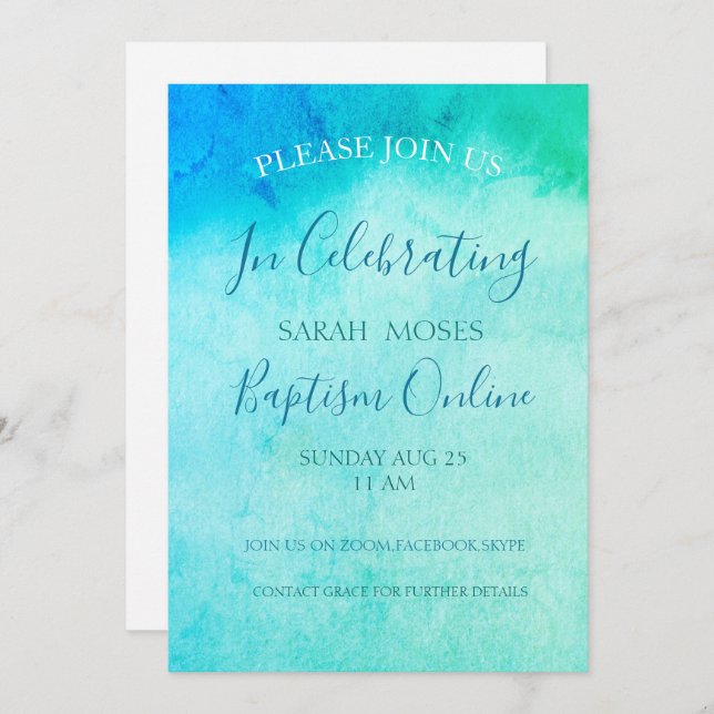 Modern Adult Baptism Personalized Invitation (Front/Back)