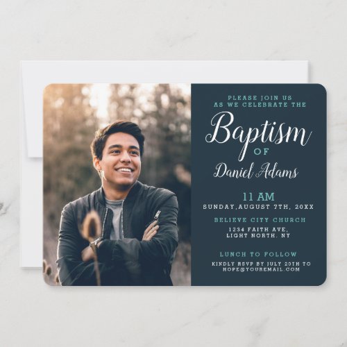 Modern Adult Baptism Photo Invitation