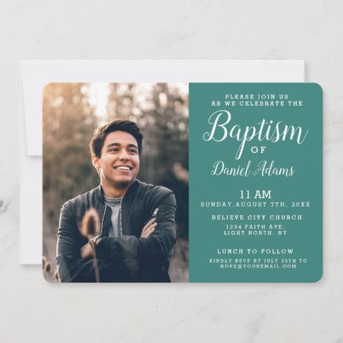 Modern Adult Baptism Photo Invitation