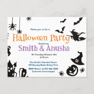 Modern Adult Halloween Party – Editable Spooky Invitation Postcard