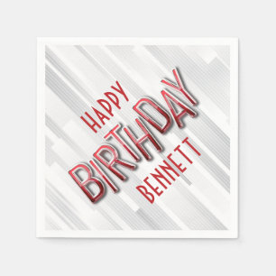 Modern Adult Red Birthday Napkins