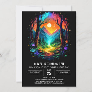 Modern Adventure Awaits Timber Birthday Invitation