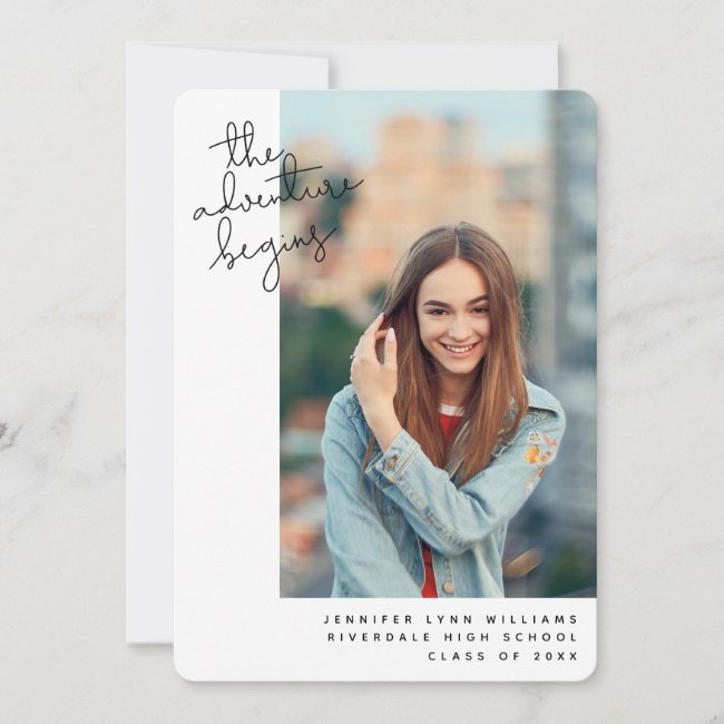Modern Adventure Begins Graduation Photo Announcement
