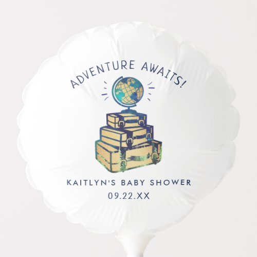 Modern Adventure Travel Globe Baby Shower Balloon