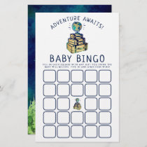 Modern Adventure Travel Globe Baby Shower Bingo