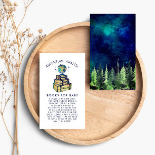 Modern Adventure Travel Globe Baby Shower Book Enclosure Card
