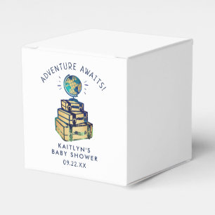 Modern Adventure Travel Globe Baby Shower Favor Boxes