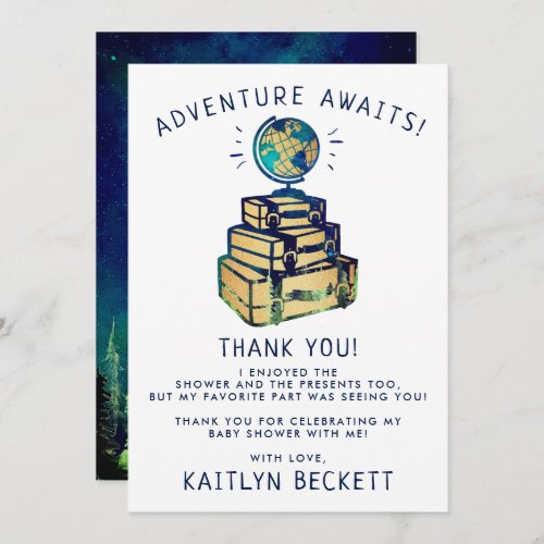 Modern Adventure Travel Globe Baby Shower Thank You Card