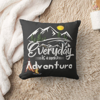 Modern Adventuring and Camping Throw Pillow