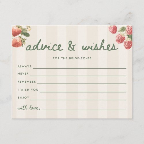 Modern "Advice & Wishes" Market Bridal Shower Enclosure Card