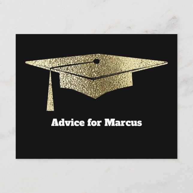 Modern Advice Wishes Party Gold Graduation Card (Back)
