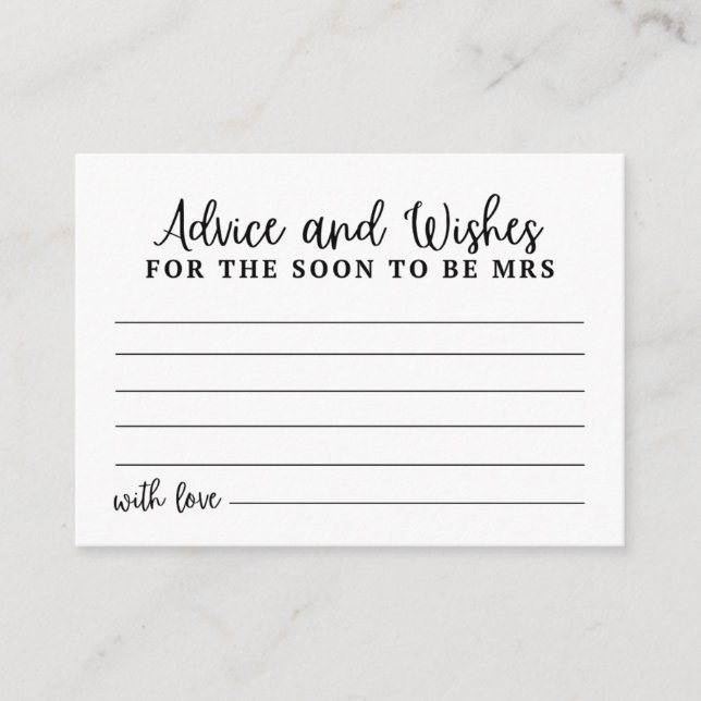 Modern advices and wishes for the bride card (Front)
