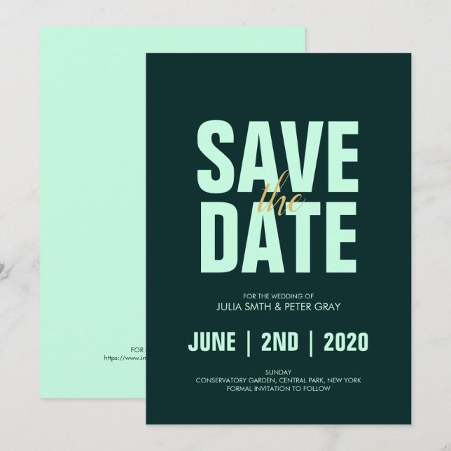 Modern Aero Blue Poster Style Save The Date Invitation (Front/Back)