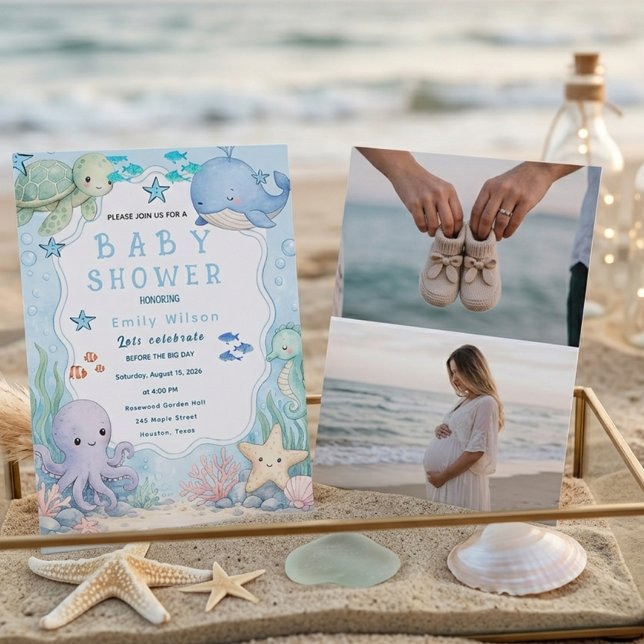 Modern Aesthetic Beach Baby Shower Invitation (Creator Uploaded)