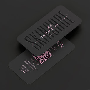 Modern Aesthetic Black Pink Skincare Business Card