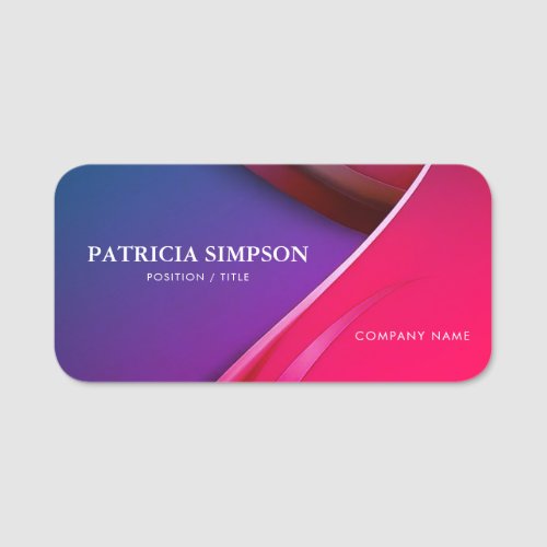 Modern Aesthetic Blue Purple Pink Tones Gradient Name Tag