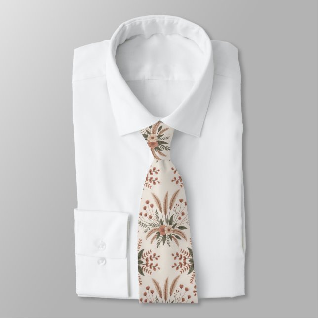 Modern aesthetic boho seamless pattern neck tie (Tied)