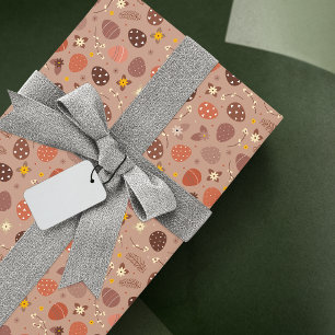 Modern Aesthetic Brown Egg Easter Wrapping Paper 