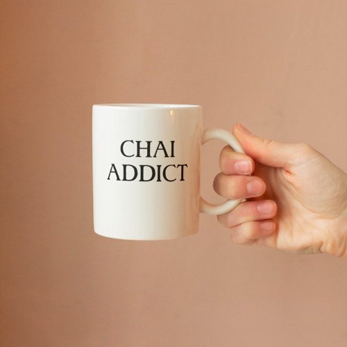 Modern Aesthetic Chai Addict Funny Arabic Two_Tone Coffee Mug