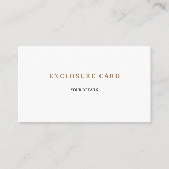Modern Aesthetic Classic Elegant Golden Wedding Enclosure Card (Front)
