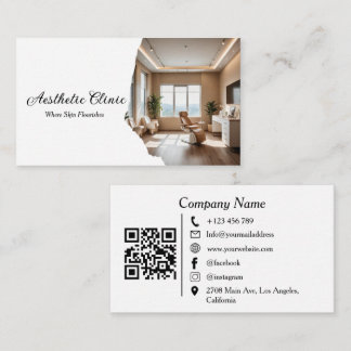 Modern Aesthetic Clinic QR Code Photo Business Card
