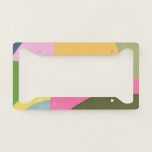 Modern Aesthetic Colorful Abstract Pink Green License Plate Frame