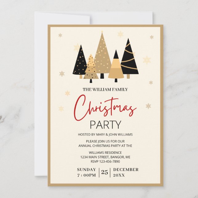 Modern Aesthetic Family Christmas Party Invitation (Front)
