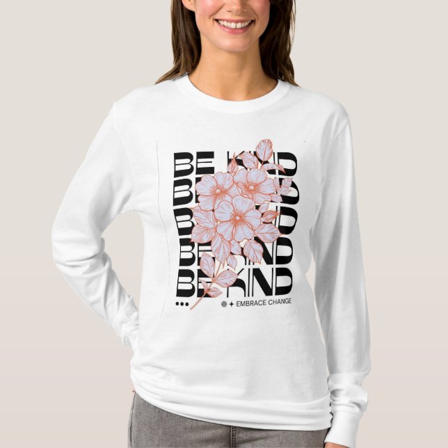  Modern Aesthetic Floral Long Sleeve T-Shirt  (Front)