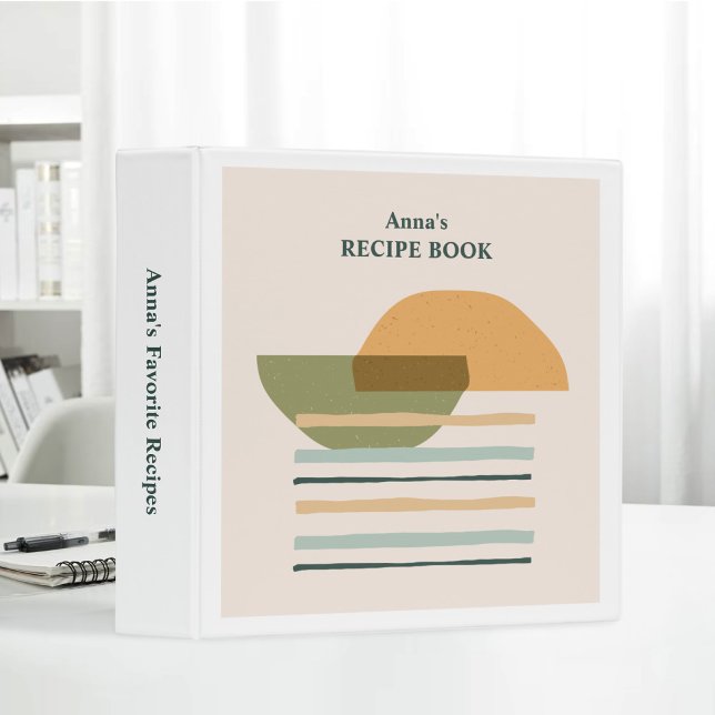 Modern Aesthetic Minimalist Abstract Recipe Books 3 Ring Binder (Creator Uploaded)