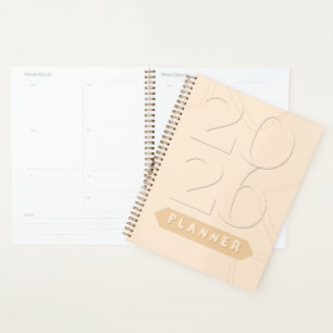 Modern Aesthetic Neutral Beige Line Art 2026 Planner