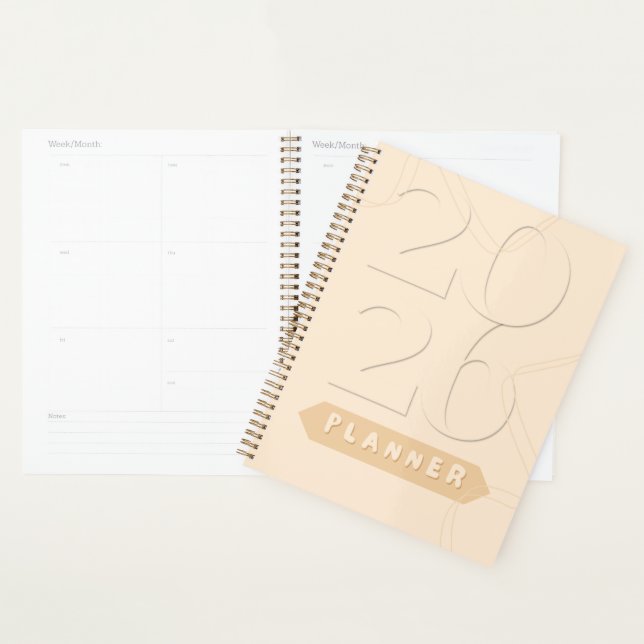 Modern Aesthetic Neutral Beige Line Art 2026 Planner (Display)